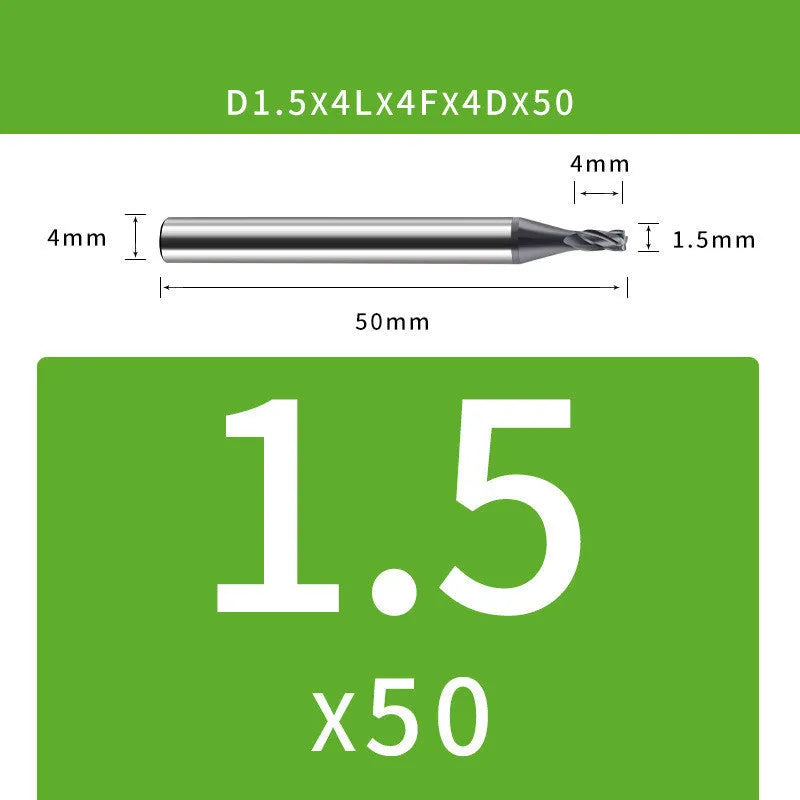 Tungsten steel 4-blade end mill with ball nose for contour milling