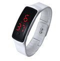LED digital silicone sports watch with red backlight, black band and face, for men women teenagers