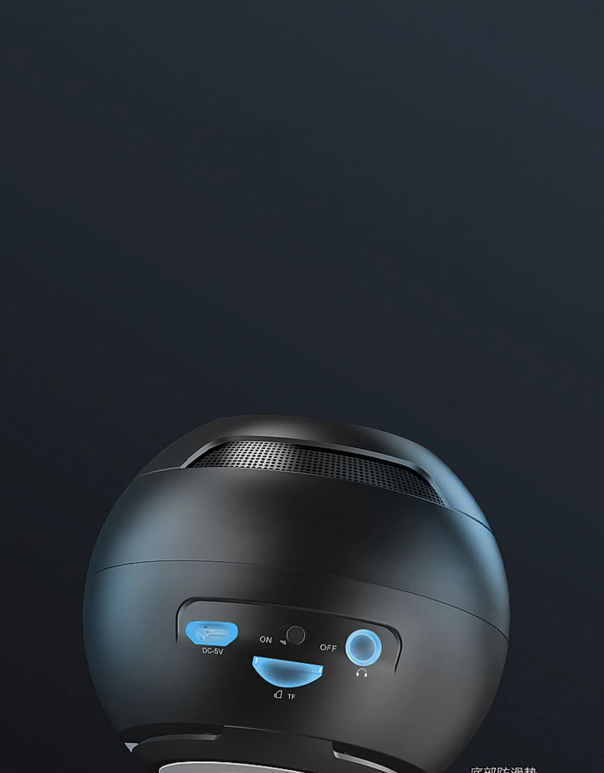 Mini portable Bluetooth speaker in sky blue with subwoofer, 76mm size, USB rechargeable
