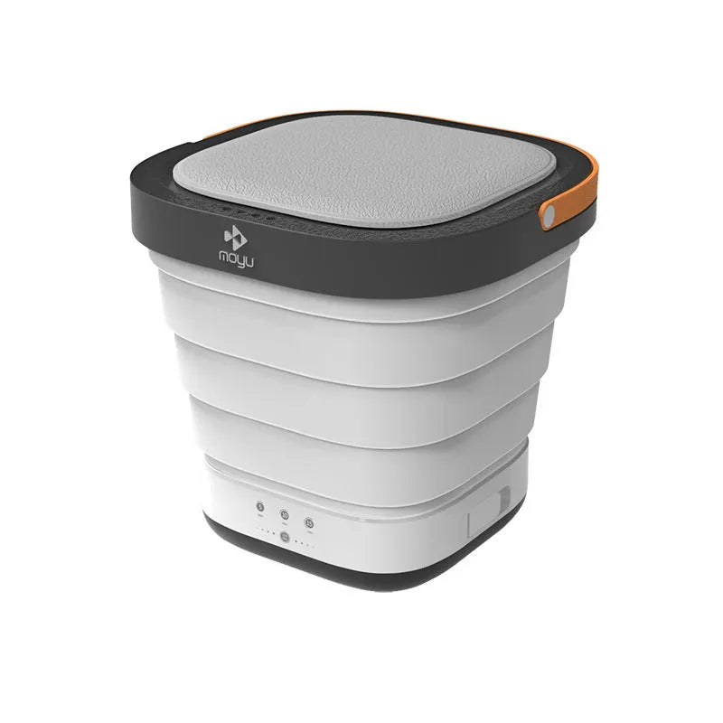 Portable mini folding bucket washing machine in white, ABS silicone, 292x292x288mm
