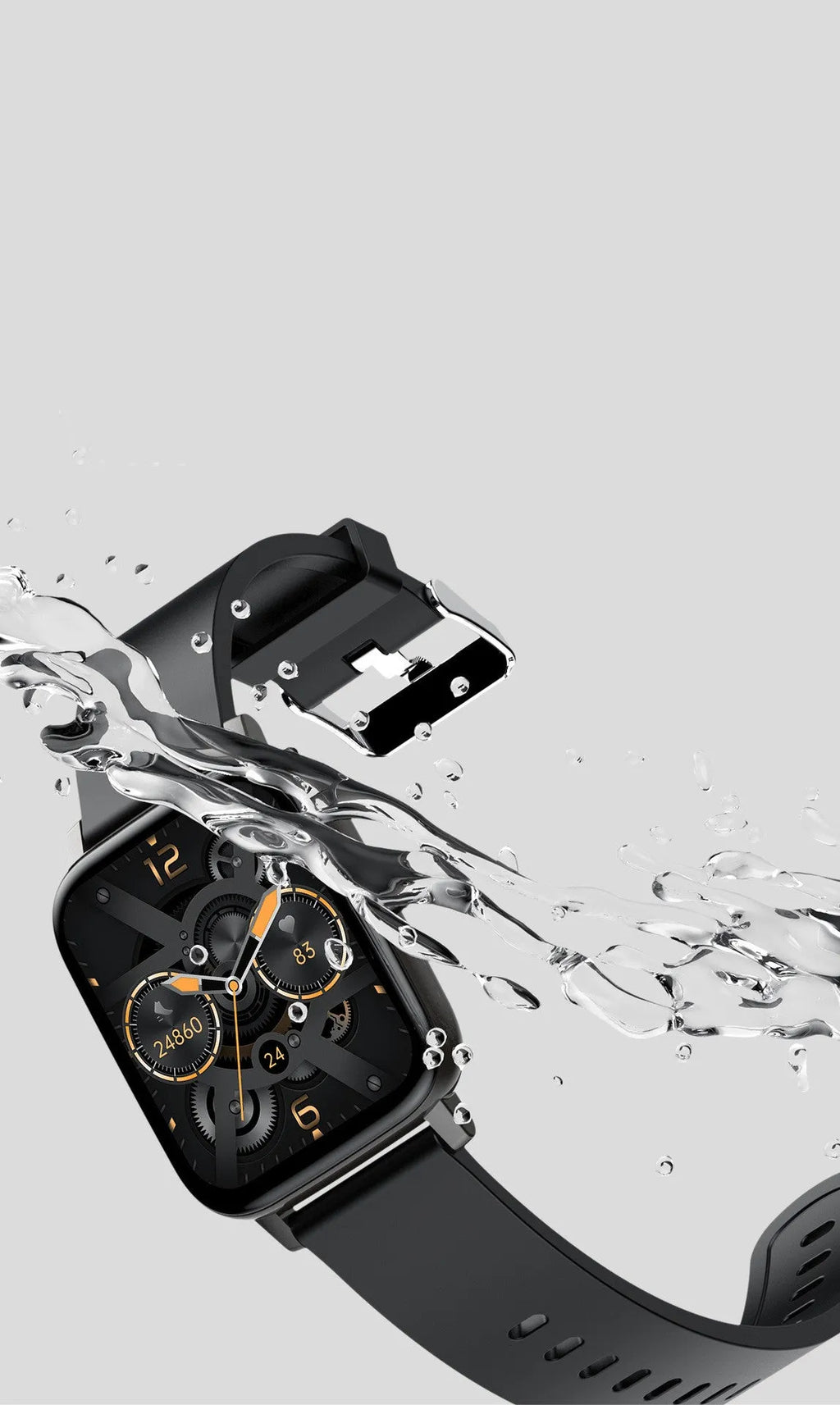 H80 black smart watch with 1.69-inch screen on a silicone strap, displaying ECG and heart rate data
