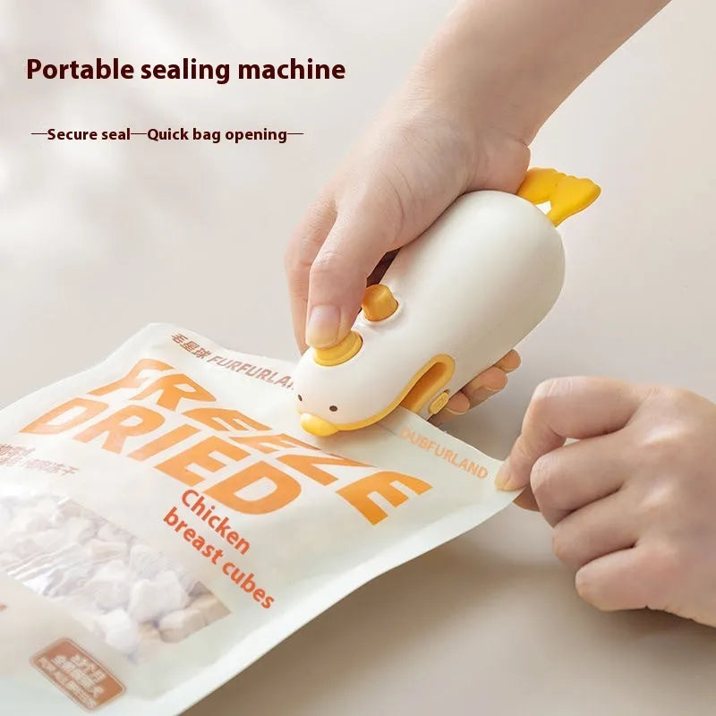 Small yellow duck rechargeable sealing machine with charging cable