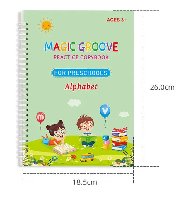 Children's English groove magic calligraphy set with notched post and ten pen refills