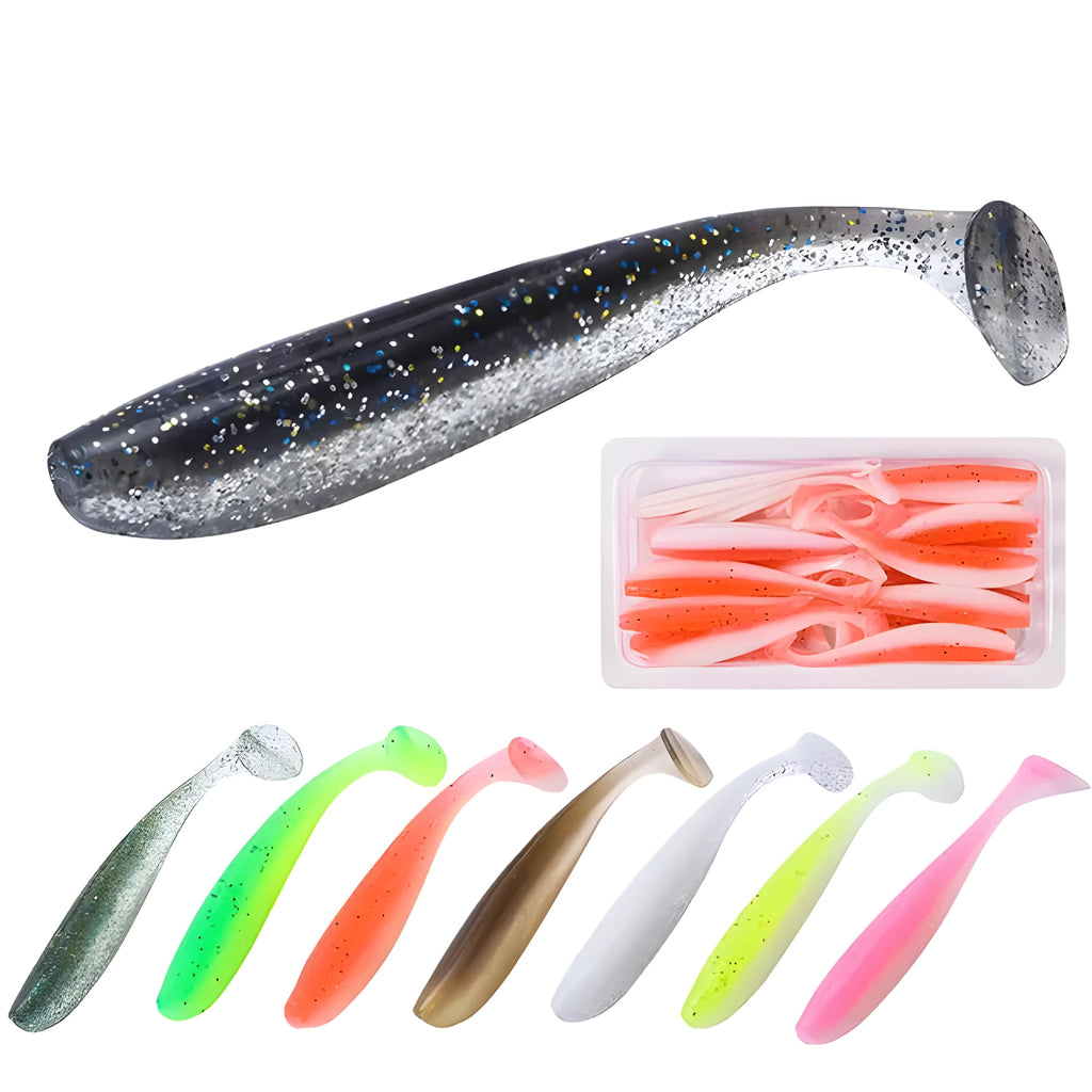 Soft silicone bionic fishing bait 6cm 1.4g T tail artificial lure with hook groove