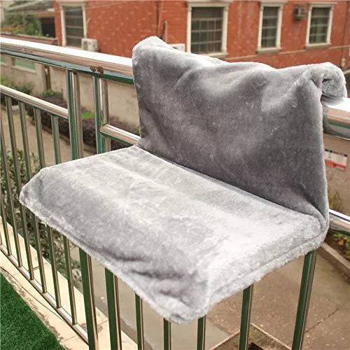 Grey cat bed hammock made of plush material measuring 46 by 30 by 25 cm