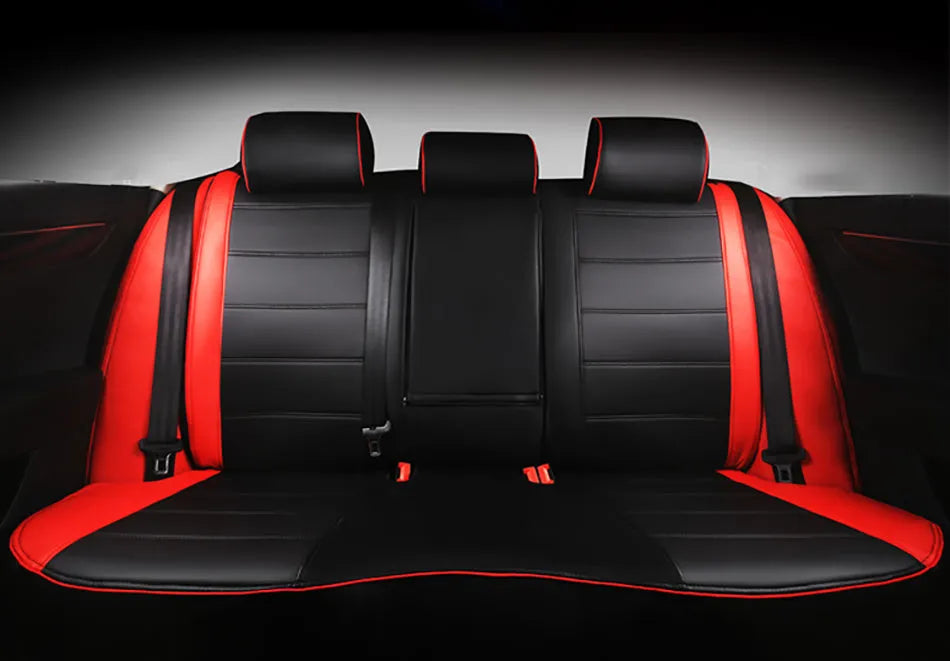 Cow leather car seat cover in beige and black colour options with all-season design
