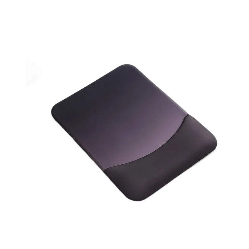 Square cloth wrist rest mouse pad with hand pillow in purple on a desk