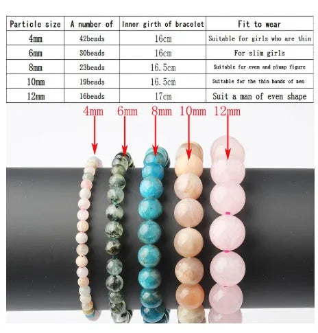 Natural blue apatite elastic beaded bracelet with polished round beads, unisex design, shown on a neutral background