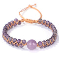 Handmade woven geometric pull bracelet with adjustable sliding knot in blue tiger eye stone