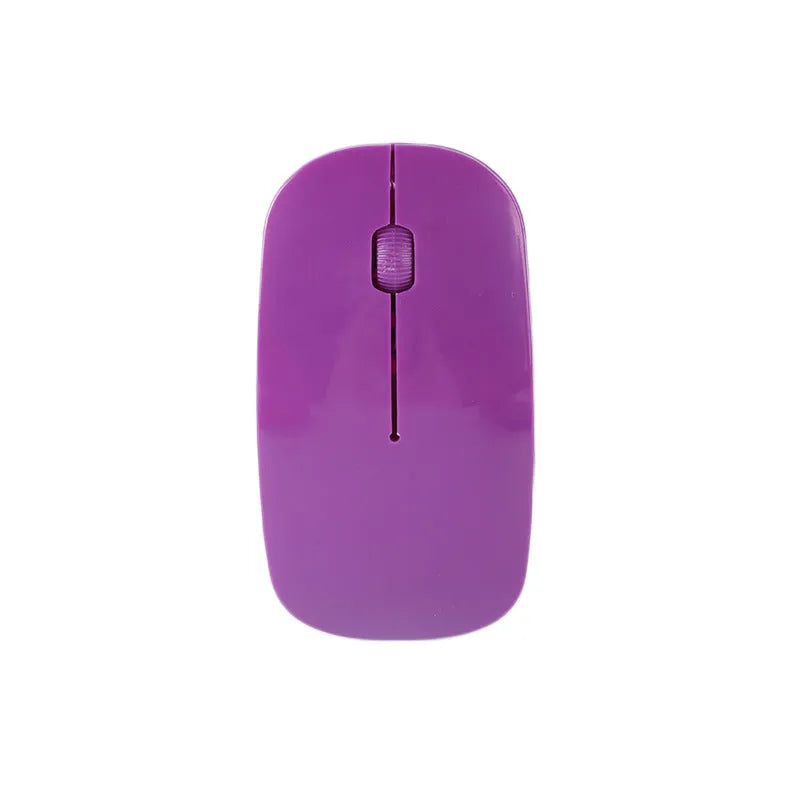 Ultra-thin wireless computer mouse shown in multiple colour options: black, blue, green, pink, red, and white.
