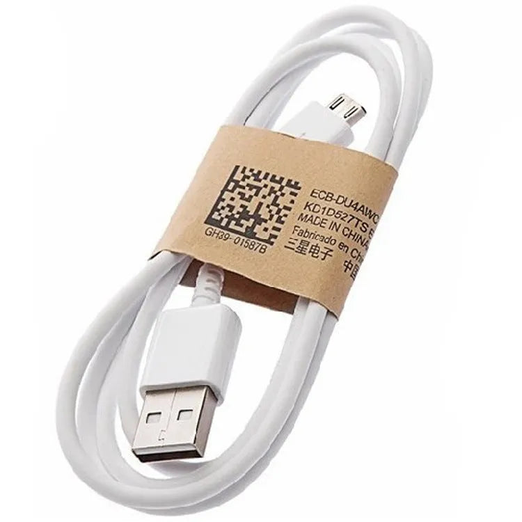 Black and white Android Micro USB data cable showing 1 metre length with charging and data transfer functionality