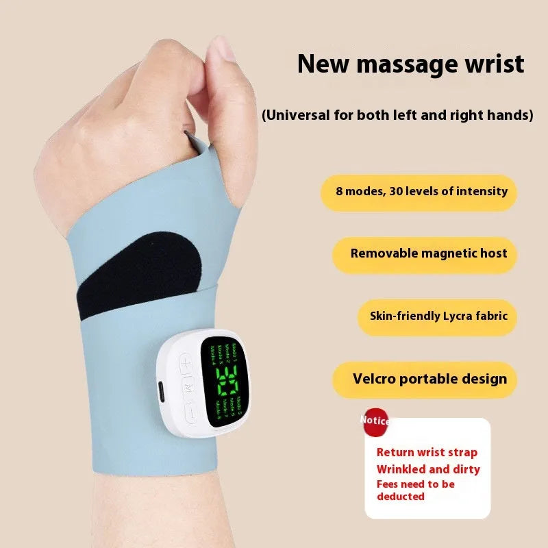 Wireless adjustable hand massage instrument with multiple coloured wristbands on a table