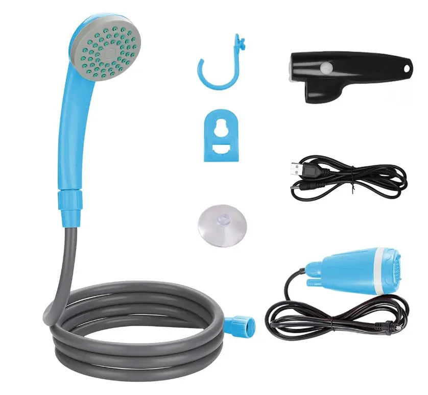 Portable USB-powered vehicle shower with water pipe and lithium battery for outdoor car washing