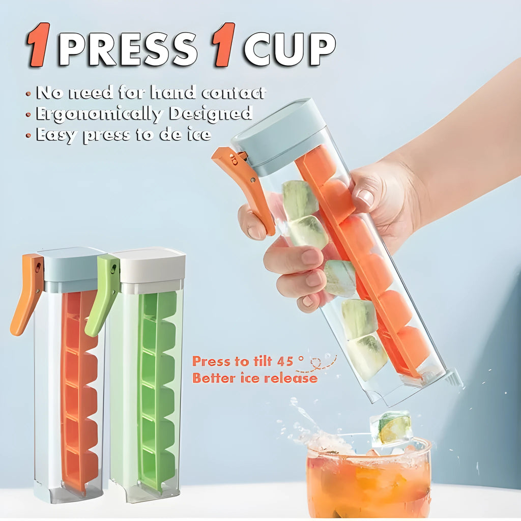 Food-grade plastic ice tray with one-touch release mechanism in blue or white colour