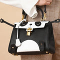 Panda print cow leather square handbag shown in two size options.