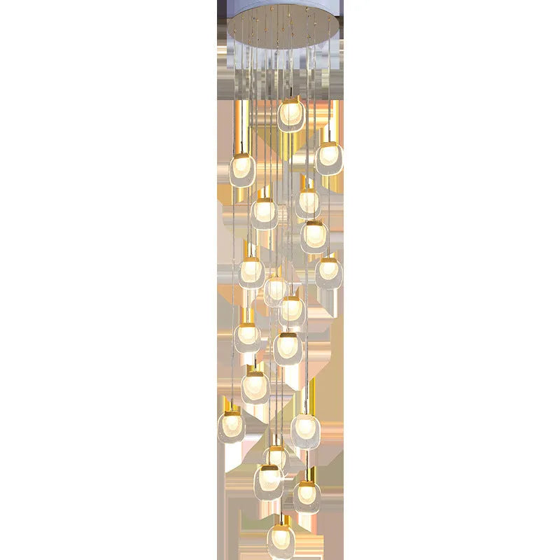 Gold 6-head crystal LED chandelier with stainless steel chassis, 600mm fixture, 150cm adjustable cable