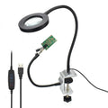 Soldering station LED lamp magnifying glass with 42 SMD LED lights 3x magnification K9 optical glass aluminium alloy base spring steel cardan joint 240mm 400mm gimbal tube for electronics repair workstation
