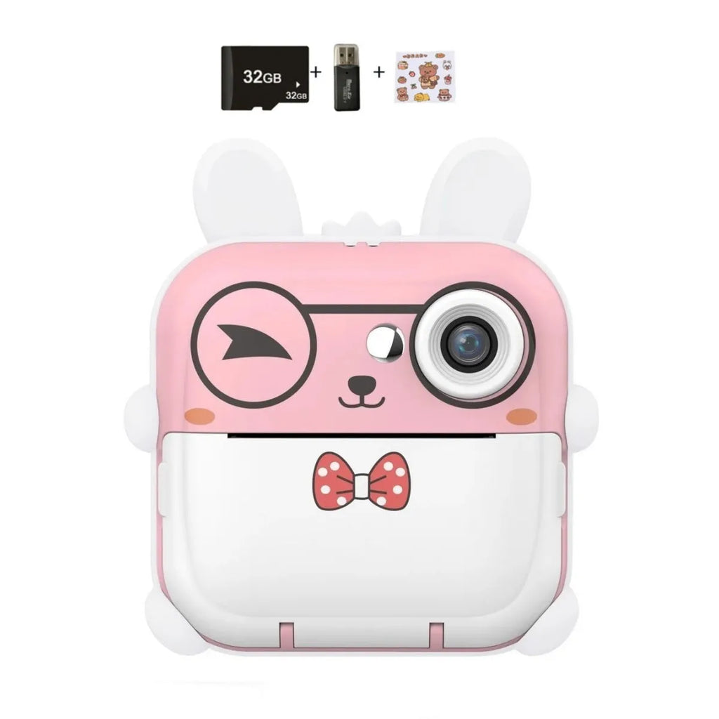 Q5 Polaroid children's digital cartoon camera in pink rabbit design with lanyard and stickers