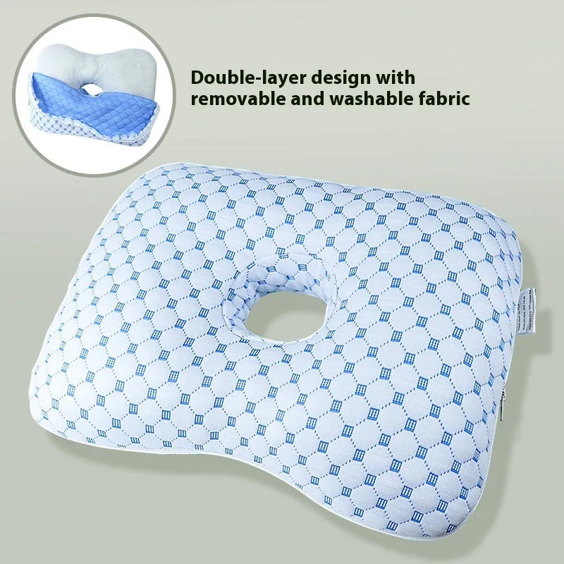 Chinese style single hole ear pillow for beauty salons in Boer Grey colour, showing dimensions of 39 by 28 cm.