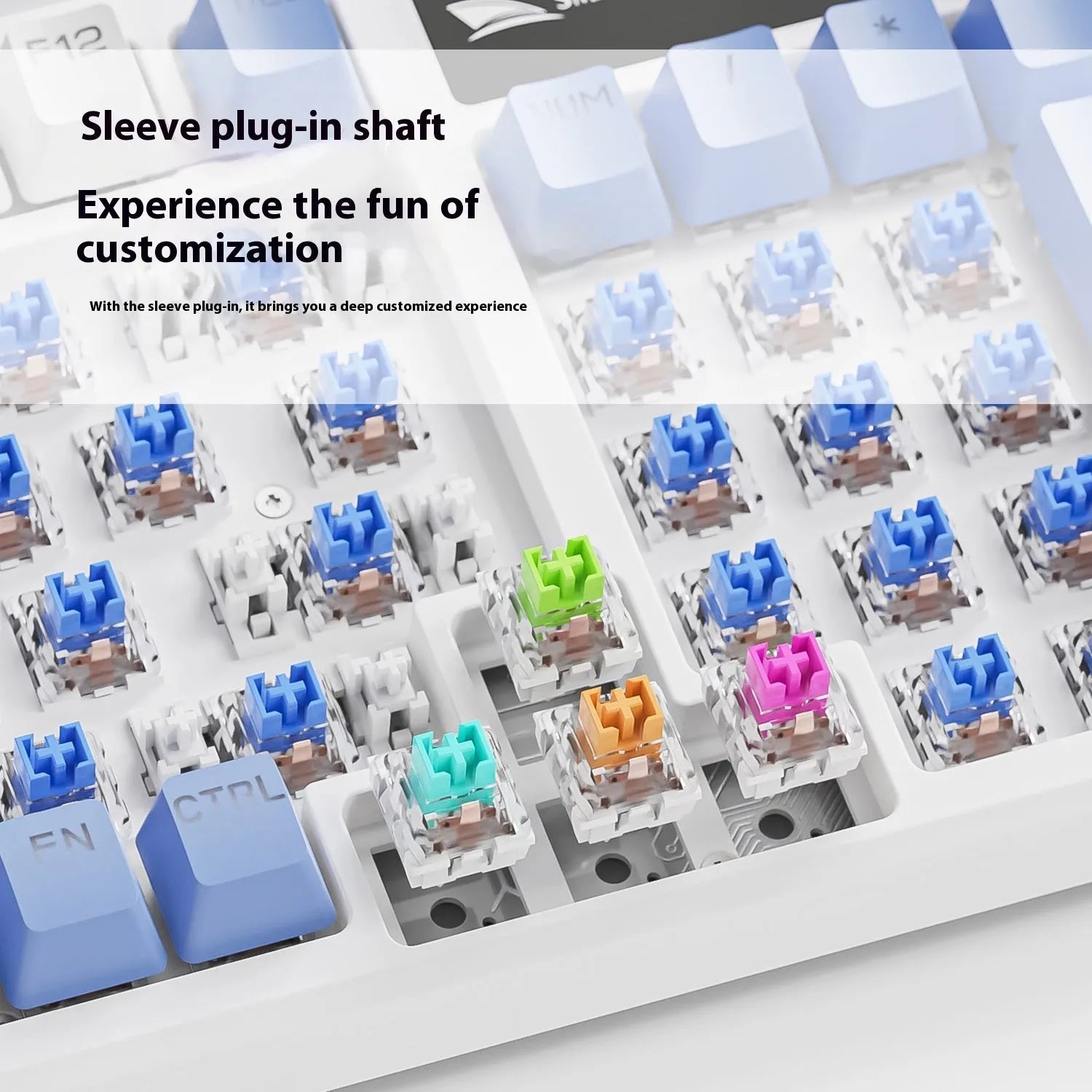 SK15 wired mechanical gaming keyboard with control knob in Black, Sunset Orange, or Autumn Water Blue colour.