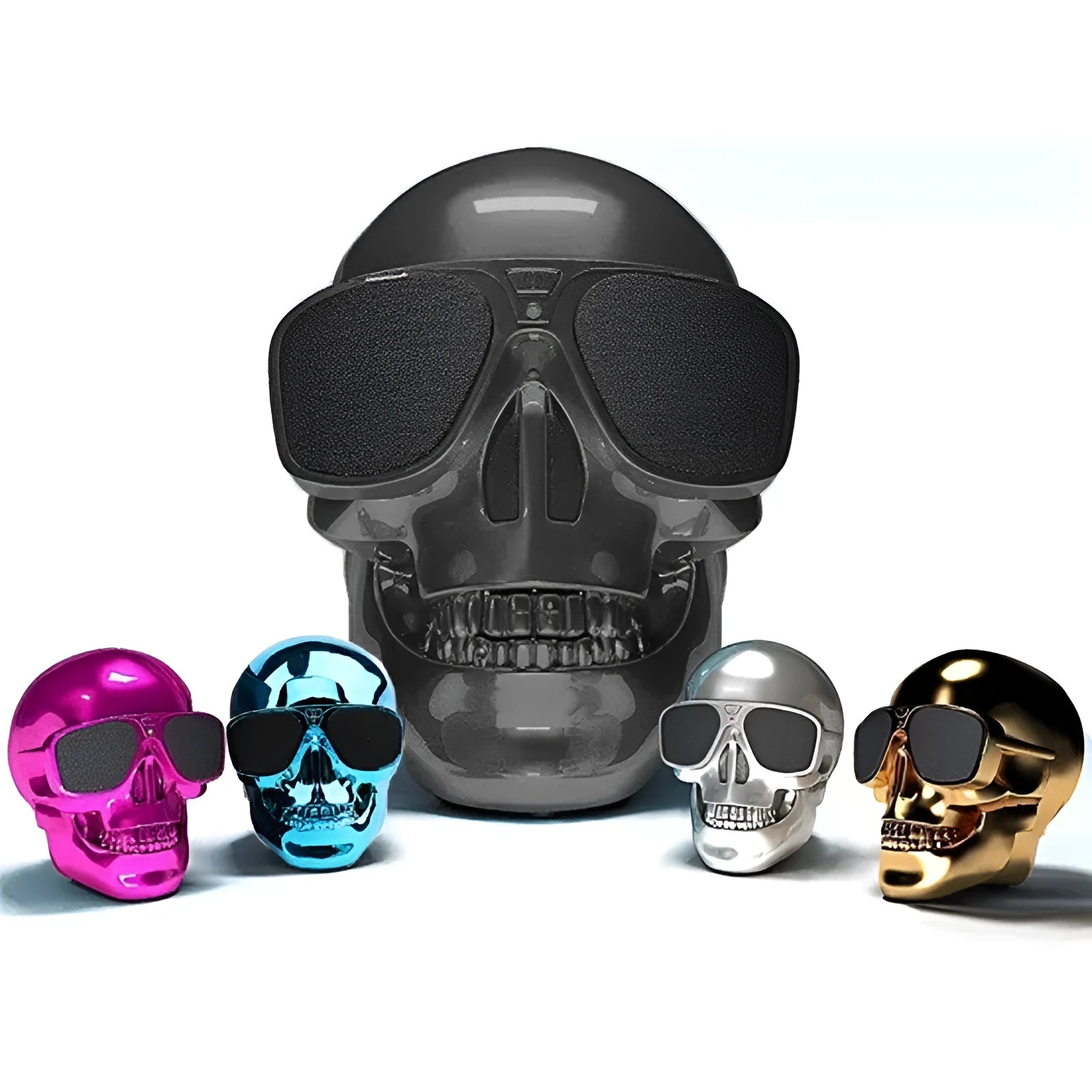 Limited Edition Skull-shaped Wireless Bluetooth Speaker in black, showing compact design.