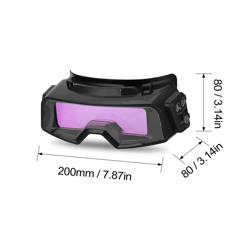 Black automatic welding mask with auto-darkening lens and adjustable sensitivity for electric welding protection.