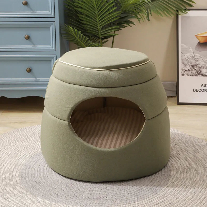 Blue tree hole kennel for small dogs and cats, 45 x 33 x 37 cm, lightweight design