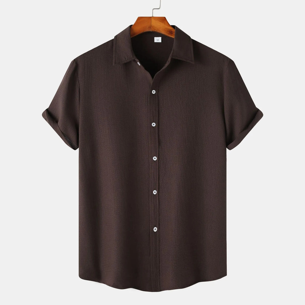 Men's casual short-sleeved polyester cardigan shirt in multiple colours and sizes