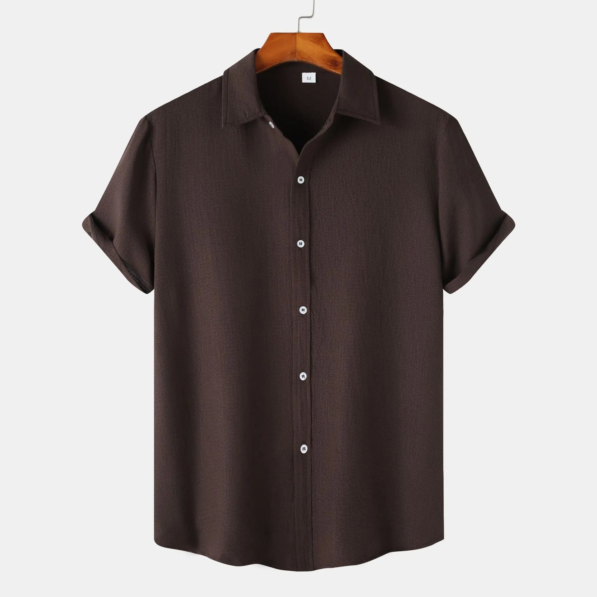 Men's casual short-sleeved polyester cardigan shirt in multiple colours and sizes