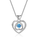 Copper heart necklace with geometry pendant and matching blue diamond bracelet jewellery set