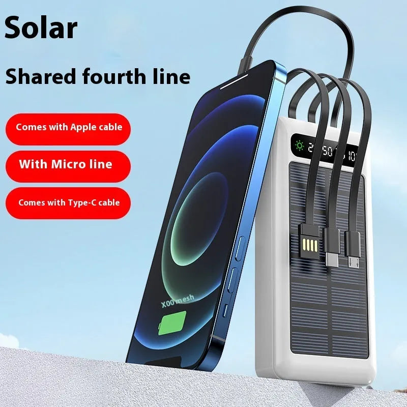 Solar power bank with cable showing black, white and green colour options