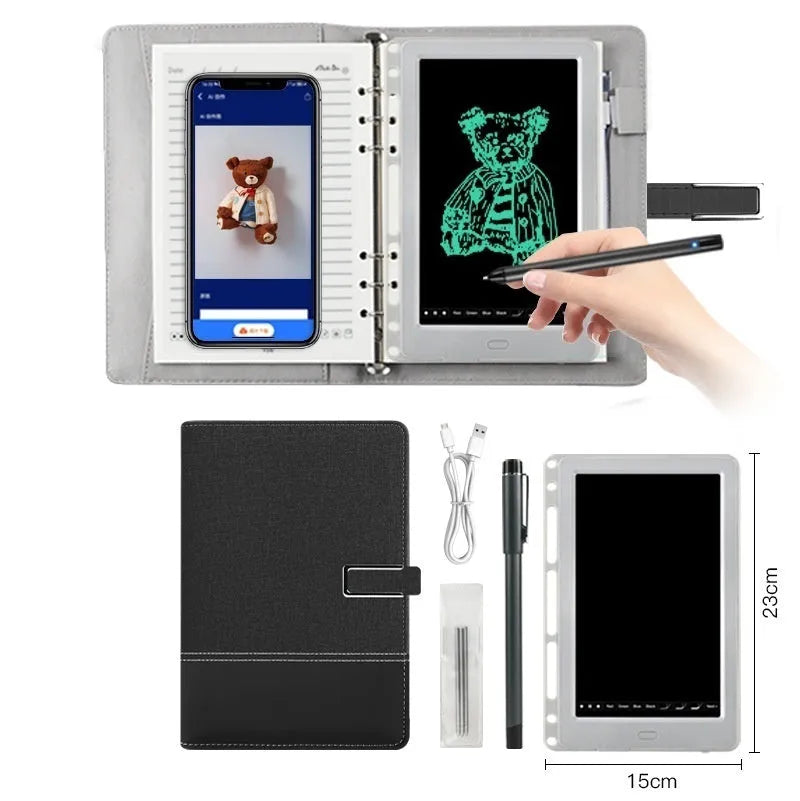 85-inch electronic writing pad with stitching appearance design, smart pen, and accessories