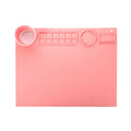 Silicone painting mat for watercolours in green colour, showing 50x40cm size and smooth surface