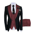 Men's slim fit three-piece business suit in cotton fabric with coat vest trousers