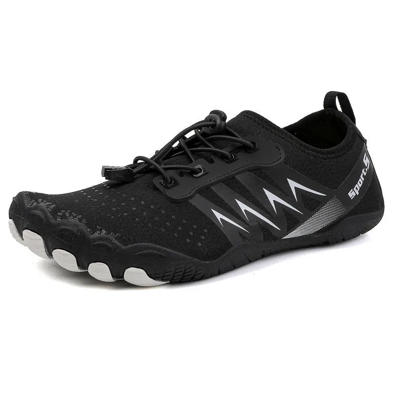 Low-top river tracing shoes with mesh upper and natural rubber outsole in apricot colour