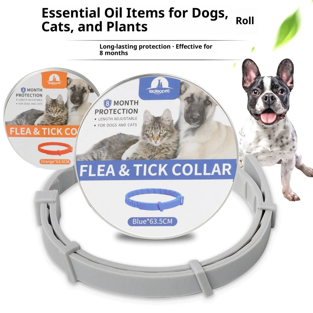 Adjustable anti-bite cat collar for dogs in PVC with aluminium boxed finish, monochrome pattern, 38cm cat or 63cm dog size