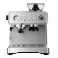 Italian fully automatic coffee machine silver gray with 20Bar pump, 2L water tank, and steam pitcher on countertop
