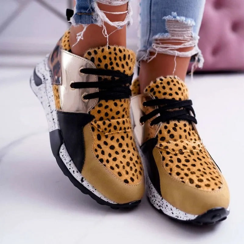 Women's casual suede sneakers with a wedge heel in various colour options