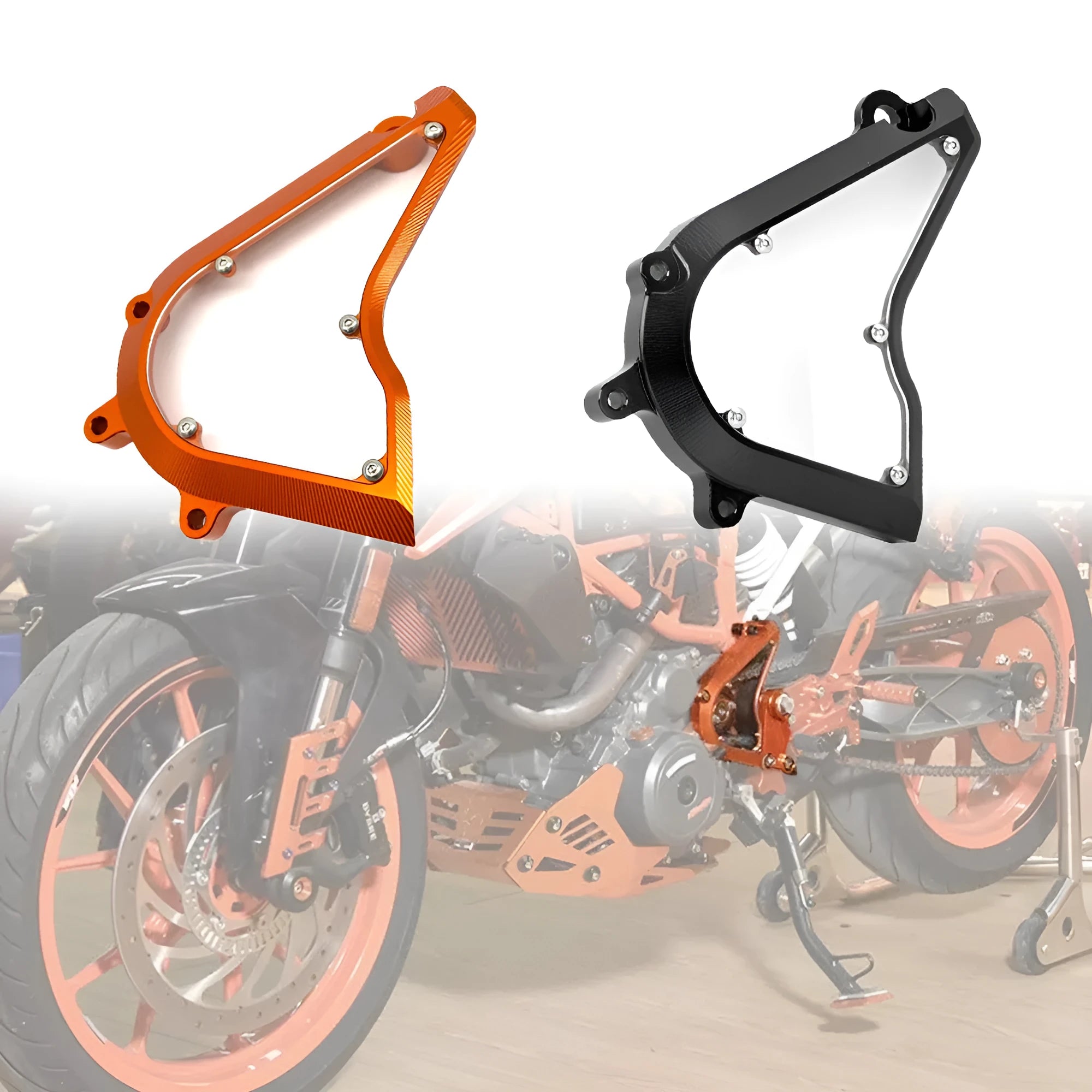 KTM Duke 250 390 chain front gear cover replacement part in black or orange