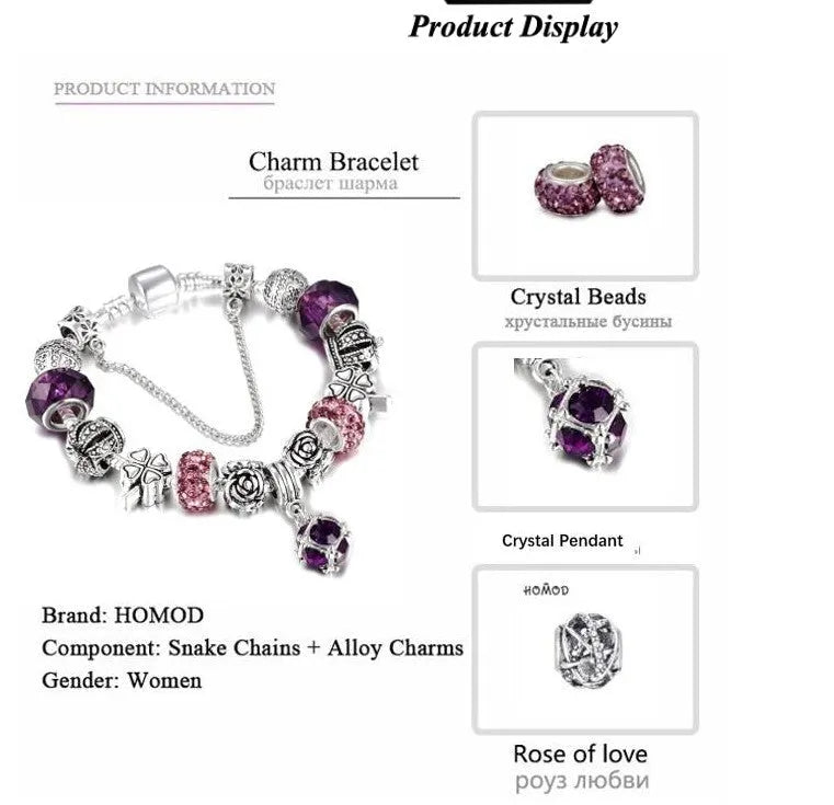Multicolour beaded bracelet with alloy, glazed, and diamond beads on a white background