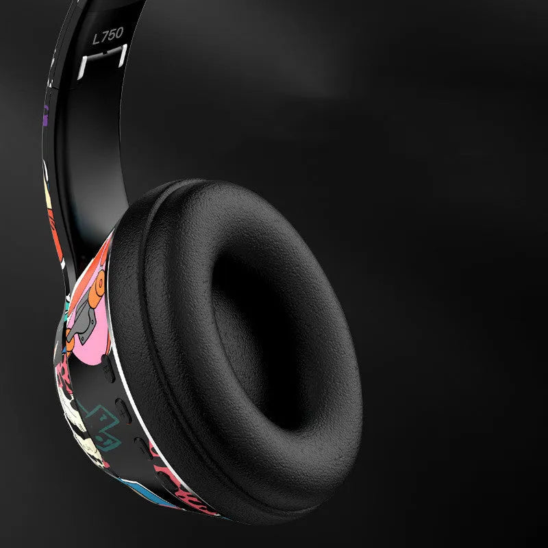 Black wireless Bluetooth headset with head-mounted design for sports and gaming use