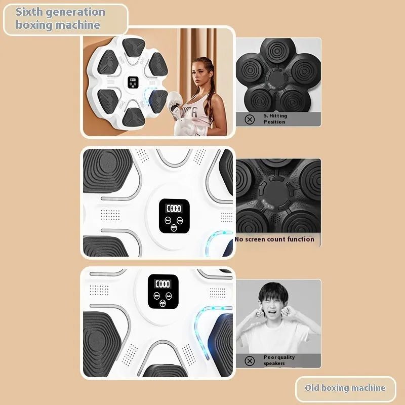 Smart music boxing wall target with electronic reaction training and musical feedback system
