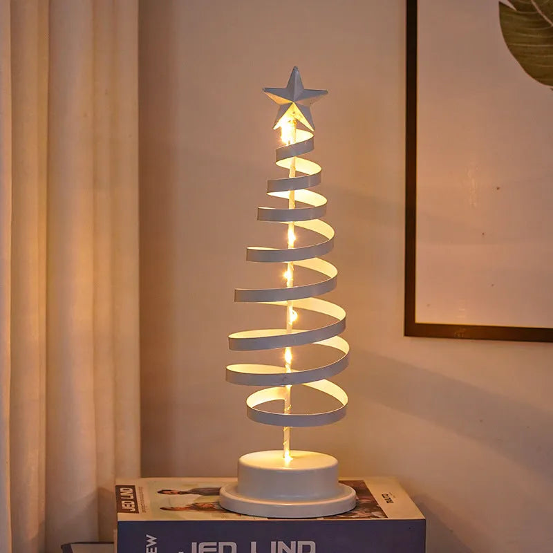 33cm wrought iron LED Christmas tree spiral light with battery operation and warm white lights