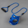 Blue dog leash and collar set with foam handle for small dogs.
