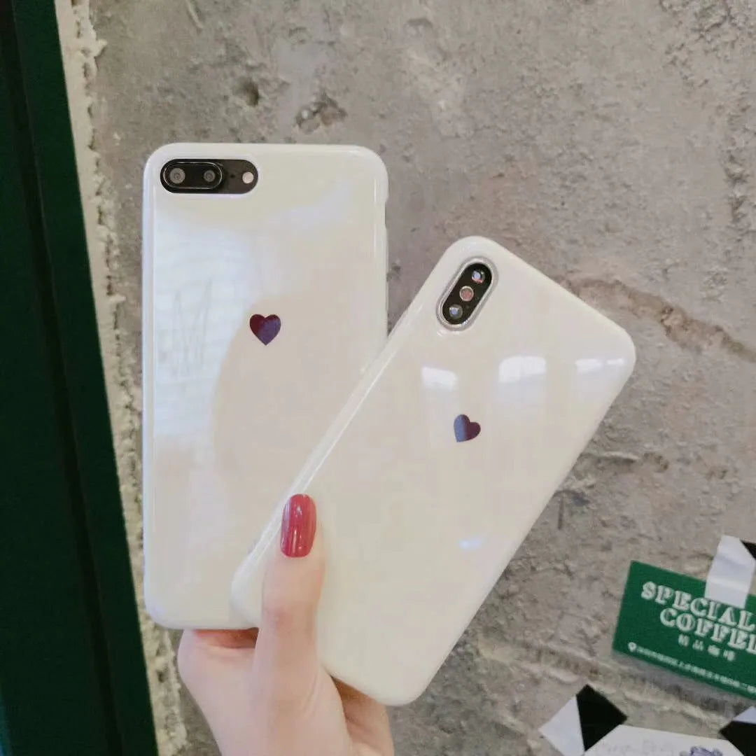 Bluwhite and White simple back cover iPhone case with blue light blocking for iPhone 6, 7, 8, and X models.