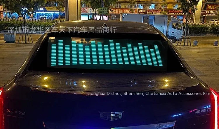 Voice control car rhythm lamp with 90x25 cm electroluminescent panel showing music synchronisation lighting