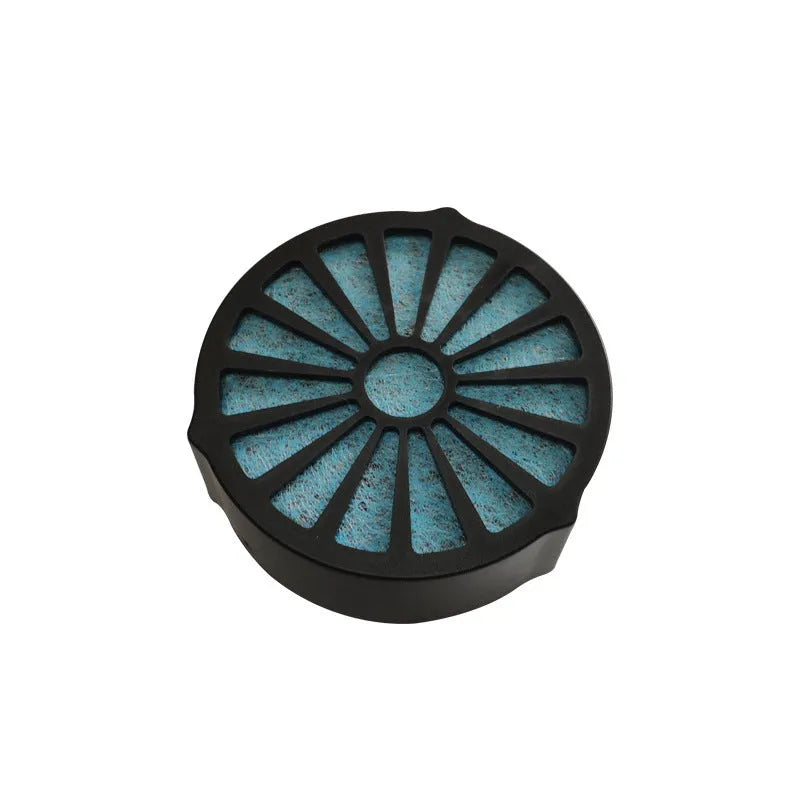 Portable mini car air purifier with True HEPA filter, USB powered, compact cup design in black