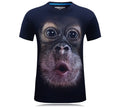 Men's short-sleeved cotton T-shirt with 3D gorilla print in black, straight fit, high temperature fixing process