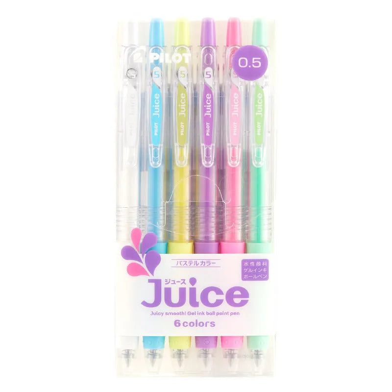 Official Direct Juice Baiguole gel pen in tender colours with 0.5mm tip showing pink green and pastel shade options