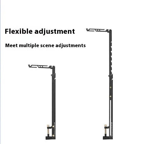Black stainless steel telescopic lamp holder with desk clamp and adjustable pole